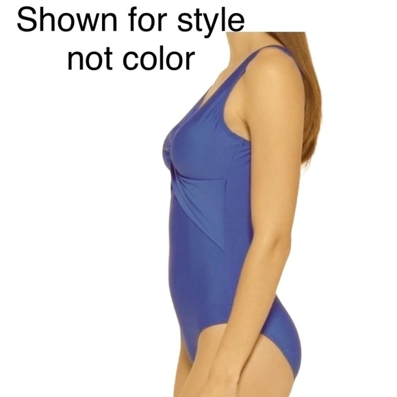 DKNY Women's Blue Stretch Moderate Coverage Peek-a-boo One Piece Swimsuit - Picture 5 of 10